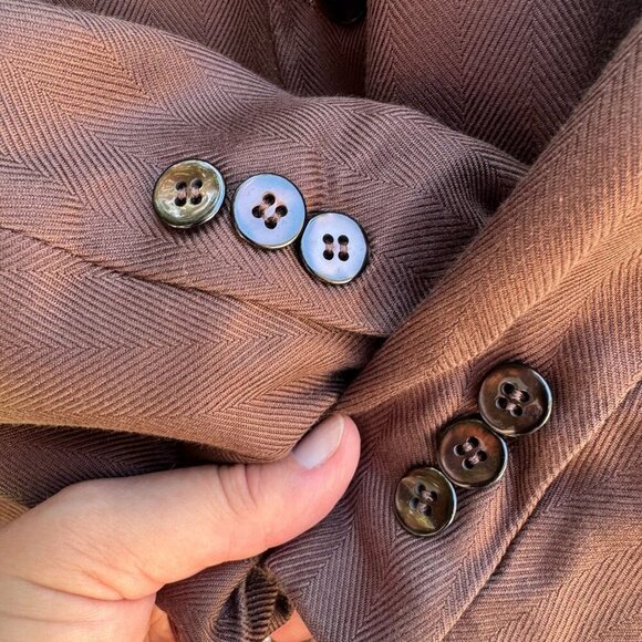 Bert Pulitzer Signature Collection Vintage Mens Brown Pure Silk Blazer Jacket 46 - Picture 9 of 10